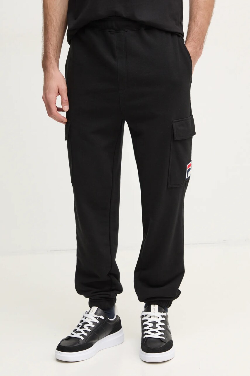 Fila pantaloni de trening Longarone culoarea negru, cu imprimeu, FAM0765