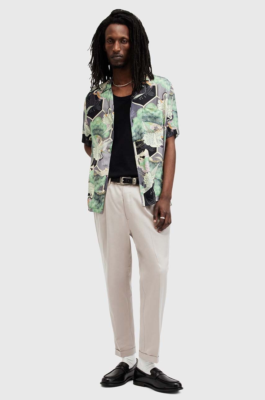AllSaints pantaloni din lână TALLIS culoarea bej, drept, M002TZ