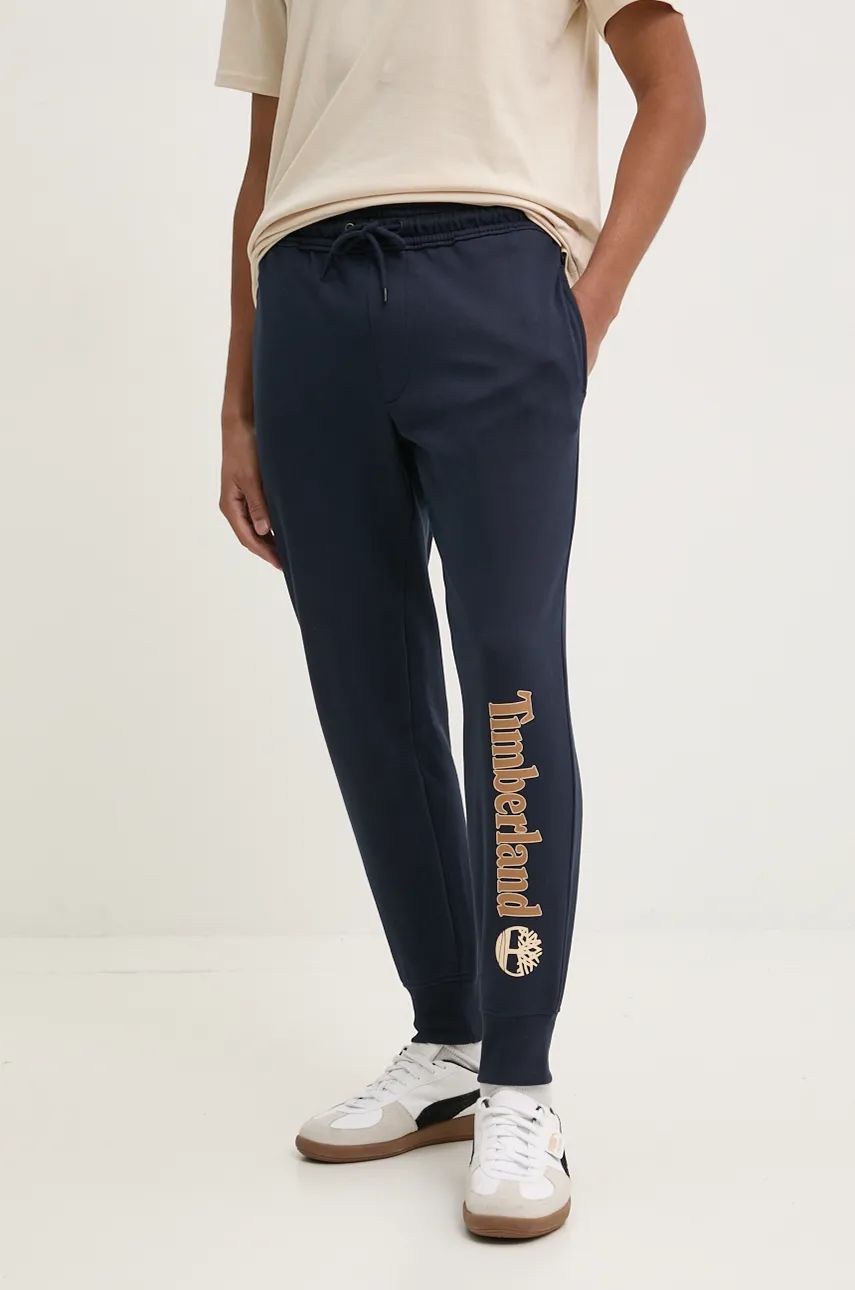 Timberland pantaloni de trening culoarea albastru marin, cu imprimeu, TB0A5YFB4331