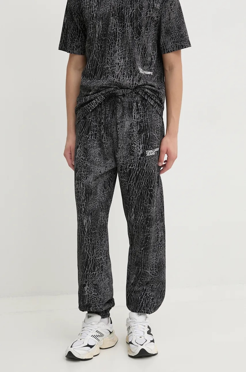 Karl Lagerfeld Jeans pantaloni de trening din bumbac culoarea gri, modelator, 246D1005