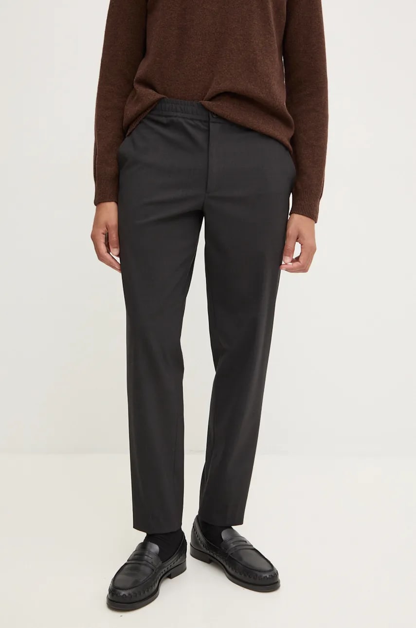 Theory pantaloni de lana culoarea negru, drept, N0771205 Theory pantaloni de lana culoarea negru, drept, N0771205