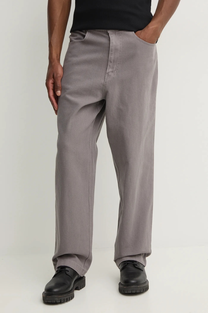 Zoo York pantaloni de bumbac culoarea gri, drept, 60010001