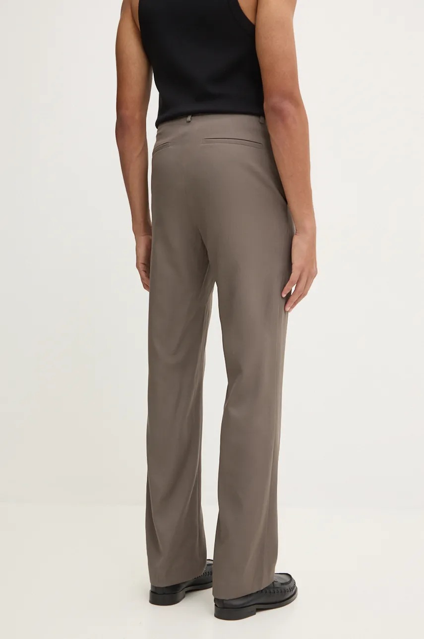 Μάλλινο παντελόνι Nanushka LOIC χρώμα: γκρι, NM24PFPA02093 φωτογραφία