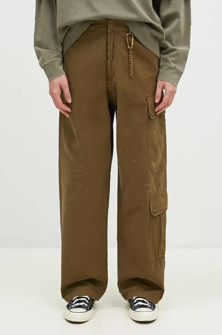 DARKPARK pantaloni de bumbac Jeffrey culoarea verde, cu fit cargo, MTR36.FAP05.0061