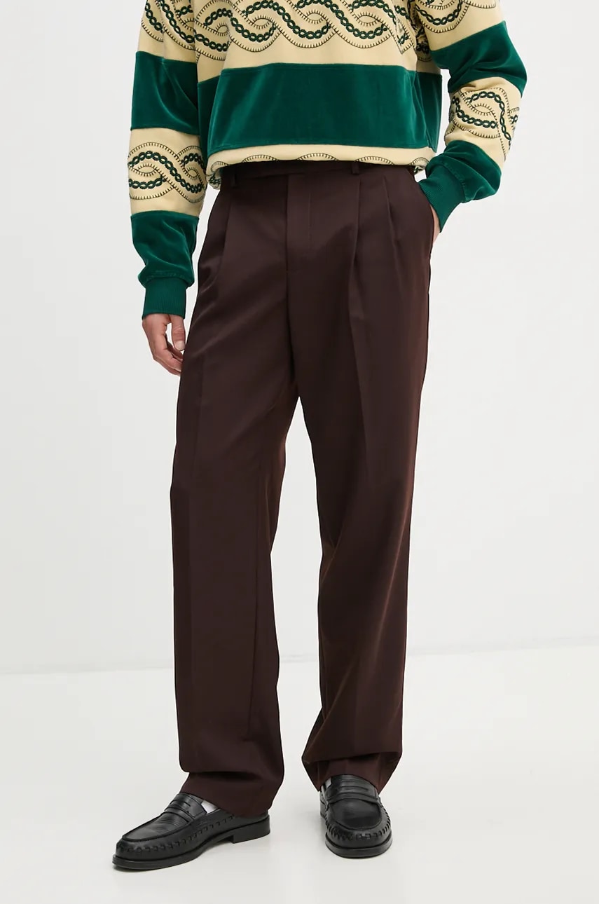 Levně Kalhoty s příměsí vlny Drôle de Monsieur Le Pantalon Golfeur hnědá barva, jednoduché, E.BP165.PL127.DBN Le Pantalon Golfeur