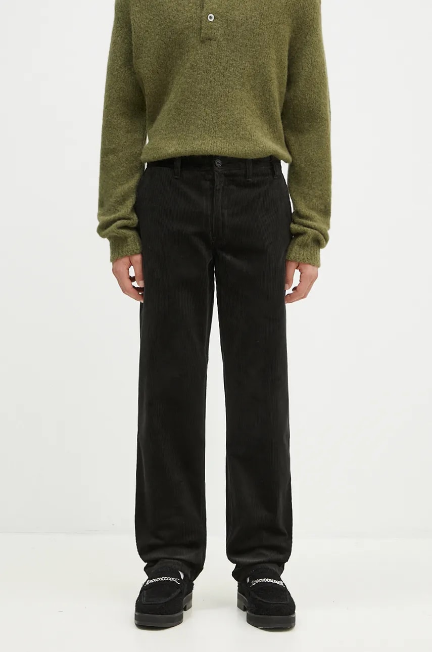 Norse Projects pantaloni de catifea cord Aros culoarea verde, drept, N25.0407.8109 Norse Projects pantaloni de catifea cord Aros culoarea verde, drept, N25.0407.8109