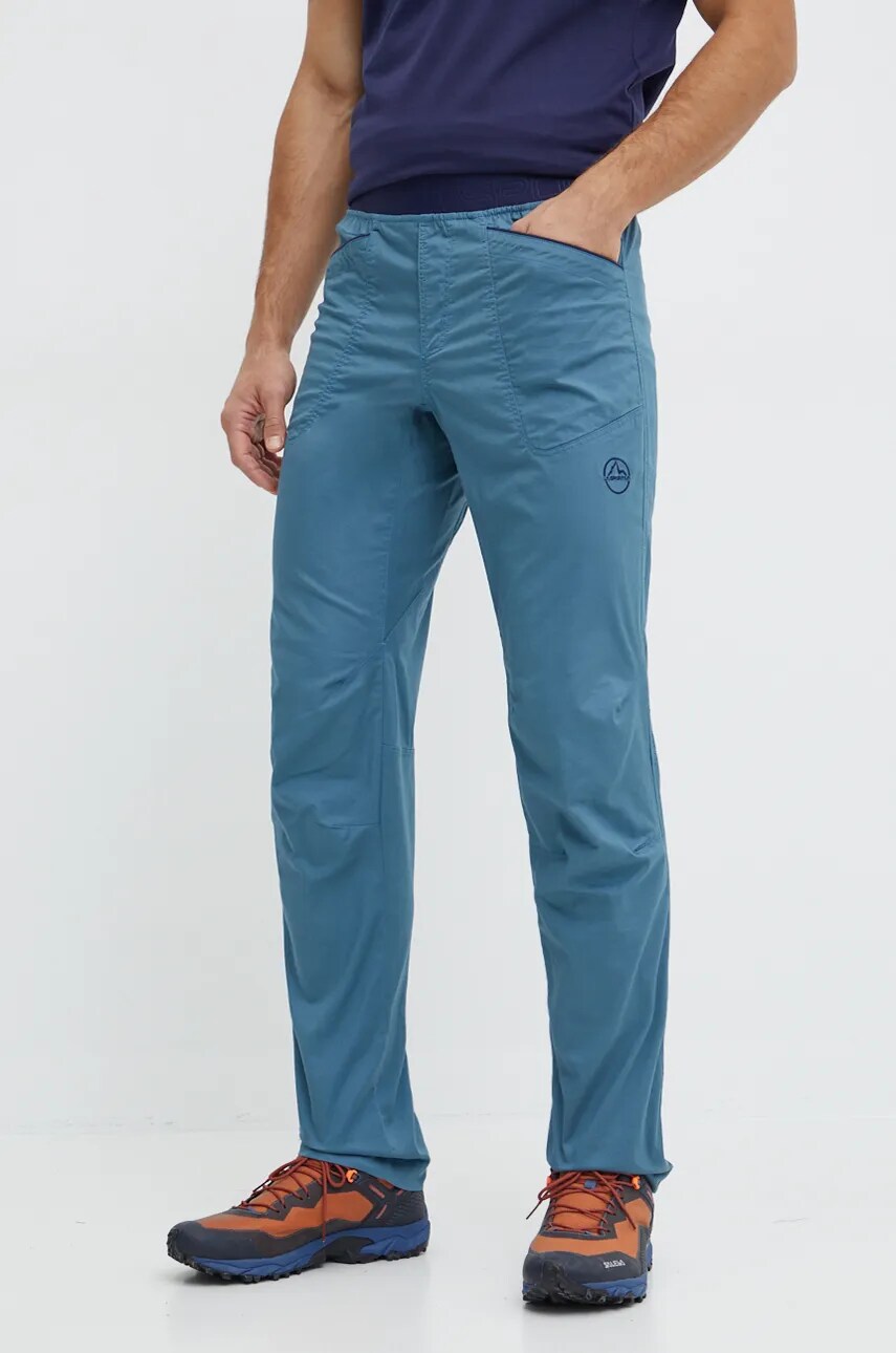 LA Sportiva pantaloni Roots barbati, culoarea turcoaz, drept, H95642643 LA Sportiva pantaloni Roots barbati, culoarea turcoaz, drept, H95642643