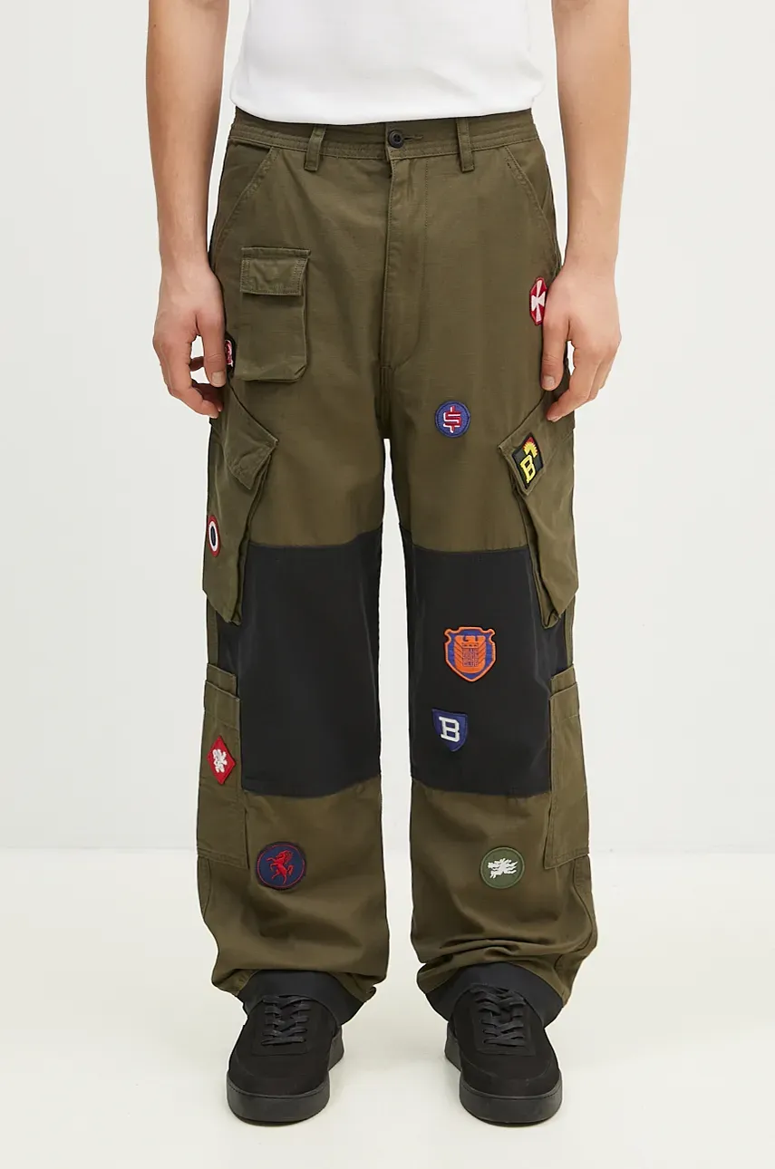 Bavlněné kalhoty Billionaire Boys Club Patch Cargo Pant zelená barva, jednoduché, B24315