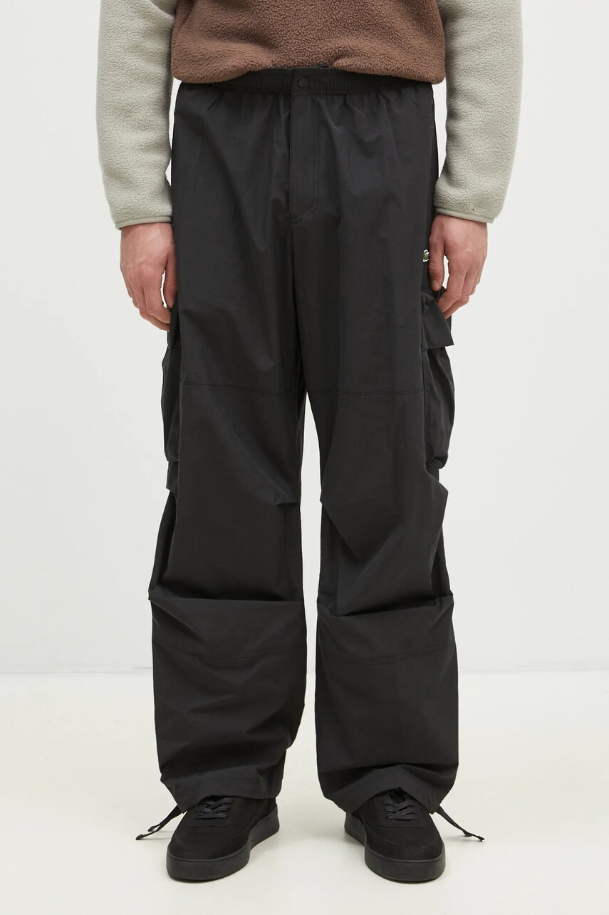 Levně Kalhoty Lacoste pánské, černá barva, jednoduché, XH2930