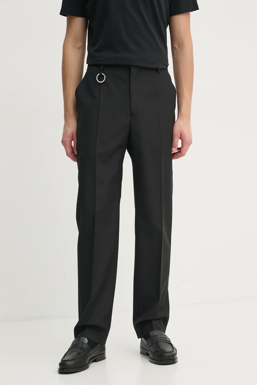 Études Studio pantaloni din lana culoarea negru, cu fason chinos, H24MMTRO851