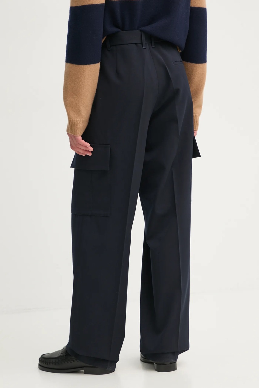 Παντελόνι από μείγμα μαλλιού Études Studio χρώμα: ναυτικό μπλε, H24MMTRO873 φωτογραφία