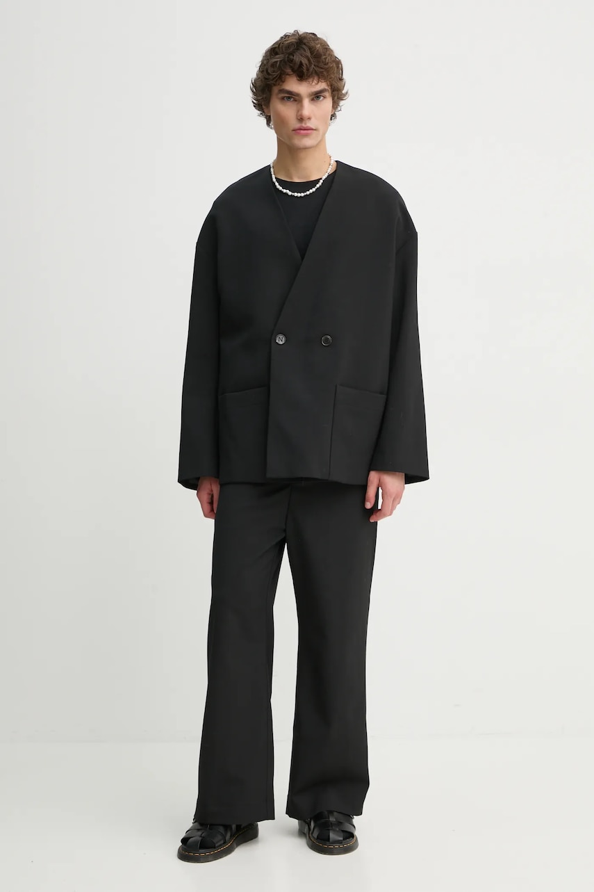 Брюки с примесью шерсти Nanushka цвет чёрный фасон chinos NM24FWPA24599 Брюки с примесью шерсти Nanushka цвет чёрный фасон chinos NM24FWPA24599