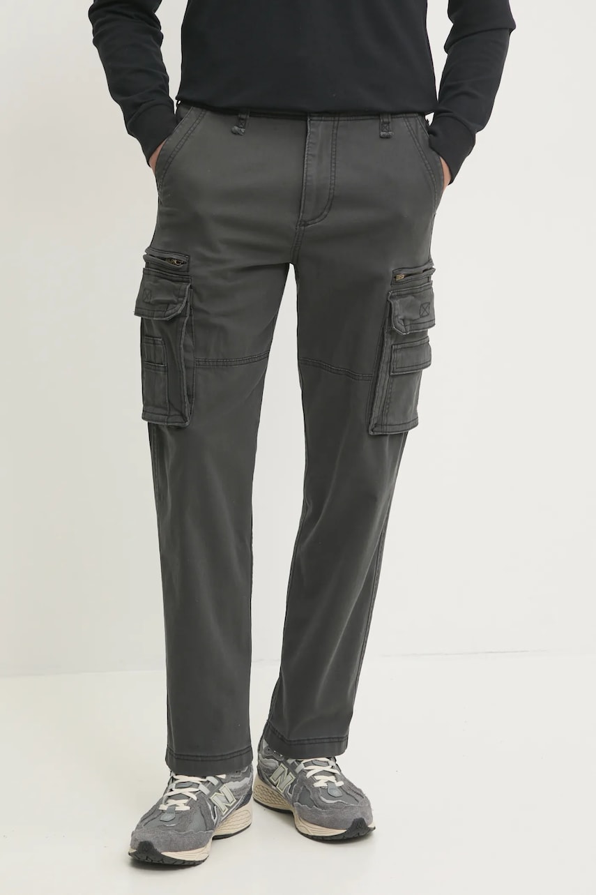 Hollister Co. pantaloni barbati, culoarea gri, cu fason cargo, KI330-4159