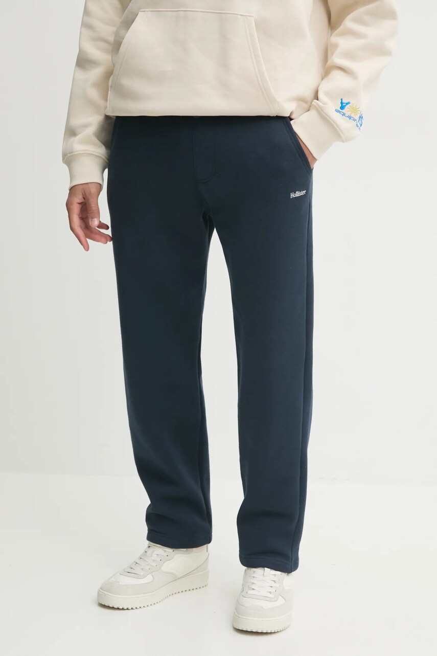 Hollister Co. pantaloni de trening culoarea albastru marin, neted, KI334-4121