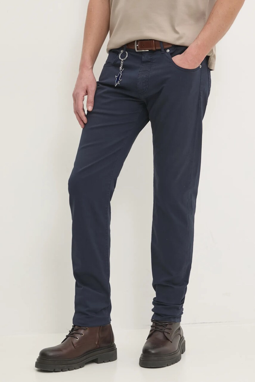 Paul&Shark pantaloni barbati, culoarea albastru marin, cu fason chinos, 24414021