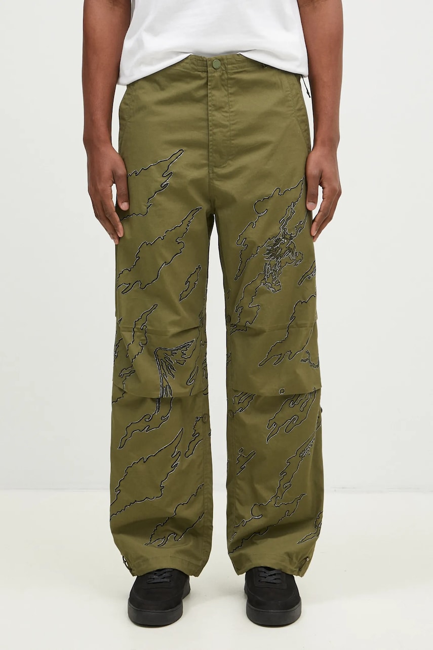 Maharishi pantaloni de bumbac Dpm: Sparse Bonsai Snopants culoarea verde, drept, 5340.OLIVE Maharishi pantaloni de bumbac Dpm: Sparse Bonsai Snopants culoarea verde, drept, 5340.OLIVE