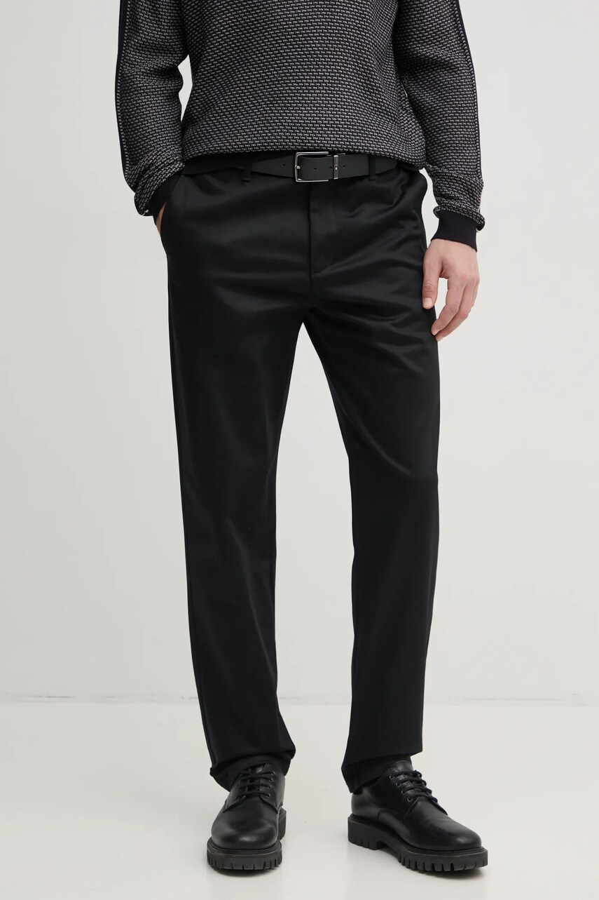 Armani Exchange pantaloni barbati, culoarea negru, drept, XM000134 AF10517
