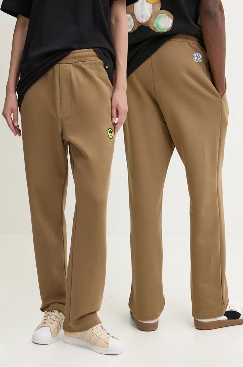 Barrow pantaloni de trening din bumbac culoarea maro, neted, F4BWUAFP140 Barrow pantaloni de trening din bumbac culoarea maro, neted, F4BWUAFP140