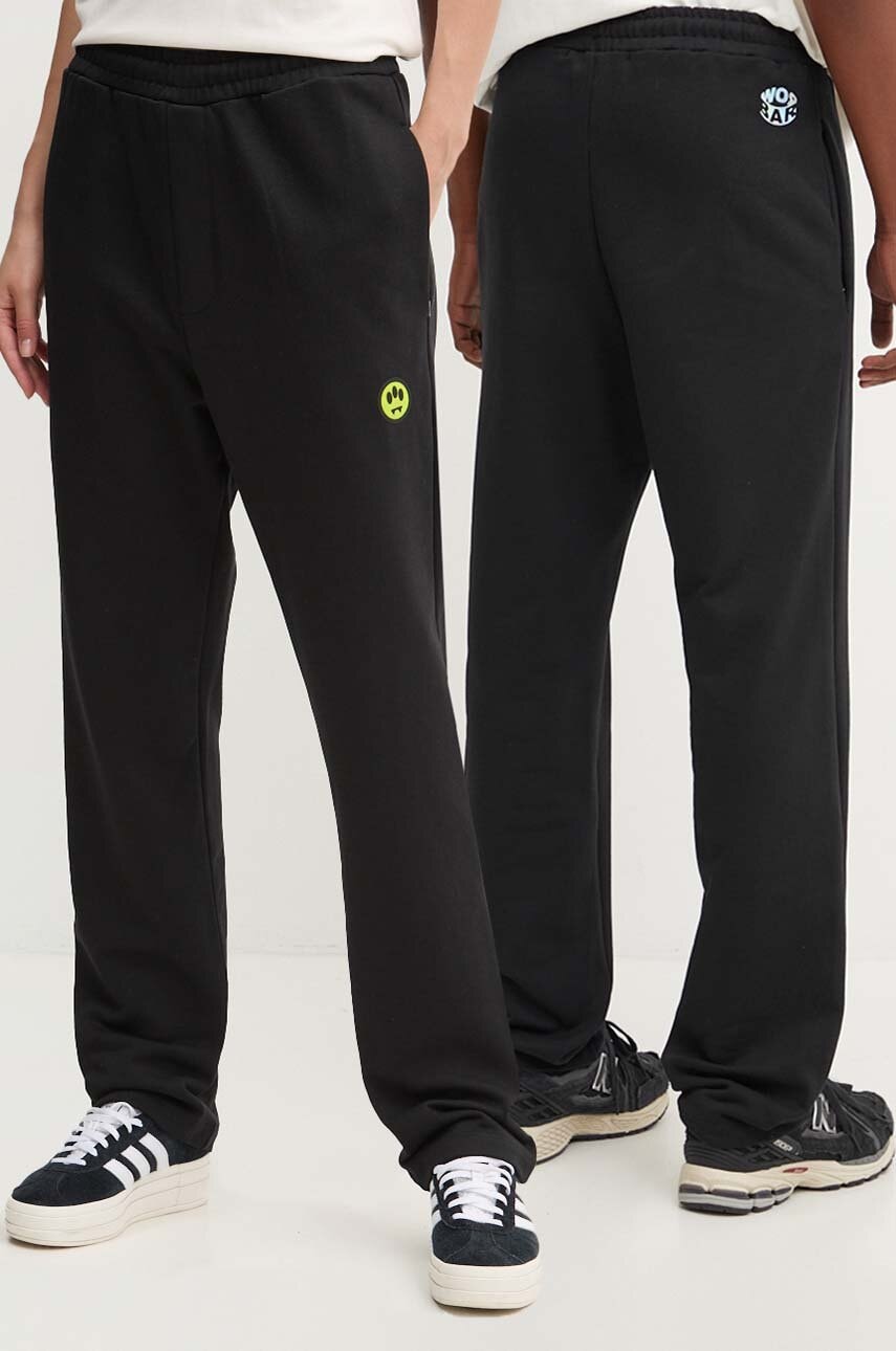 Barrow pantaloni de trening din bumbac culoarea negru, neted, F4BWUAFP140 Barrow pantaloni de trening din bumbac culoarea negru, neted, F4BWUAFP140