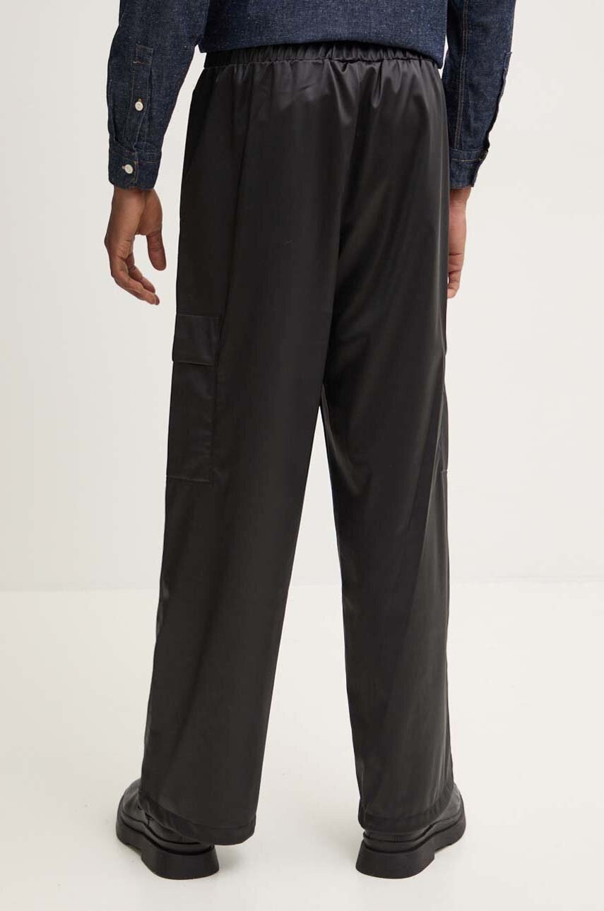 Штани Rains Cargo Rain Pants Wide W3 колір чорний широкі висока посадка 18990-84 