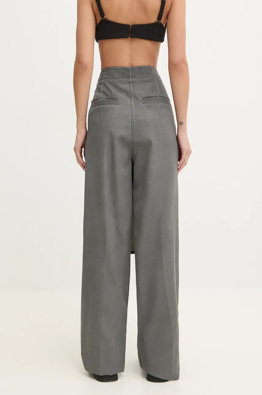 Μάλλινο παντελόνι Sunnei χρώμα: γκρι, RTWXBOT018 φωτογραφία