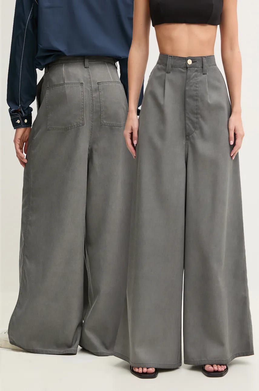 Sunnei pantaloni de lana culoarea gri, lat, high waist, RTWXBOT011 Sunnei pantaloni de lana culoarea gri, lat, high waist, RTWXBOT011