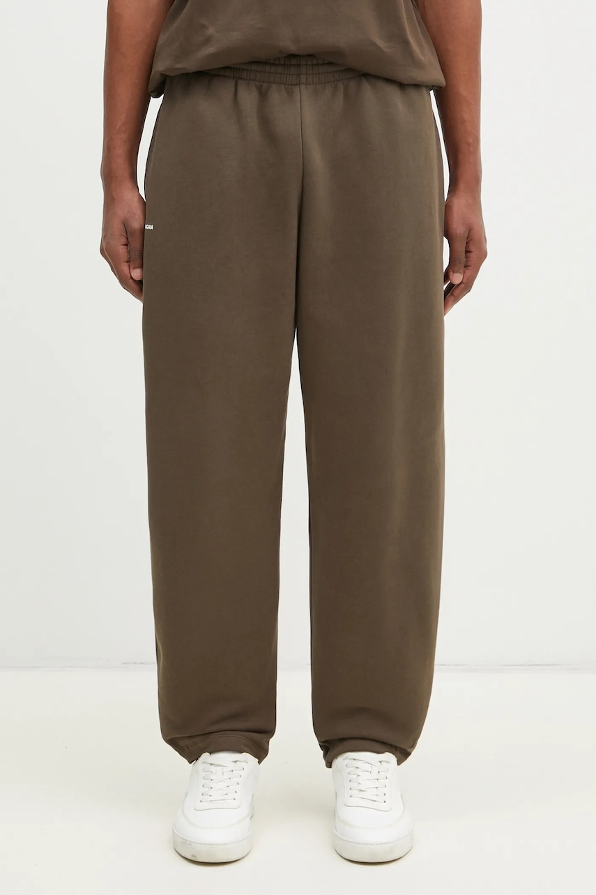 Pangaia pantaloni de trening din bumbac culoarea verde, neted, 10001759