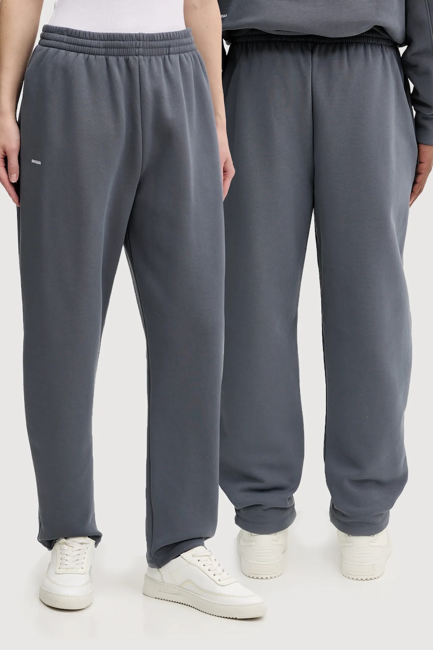 Pangaia pantaloni de trening din bumbac culoarea gri, neted, 10001759