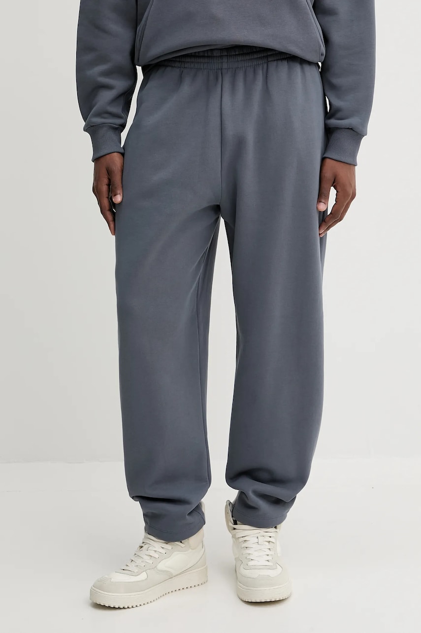 Pangaia pantaloni de trening din bumbac culoarea gri, neted, 10001759