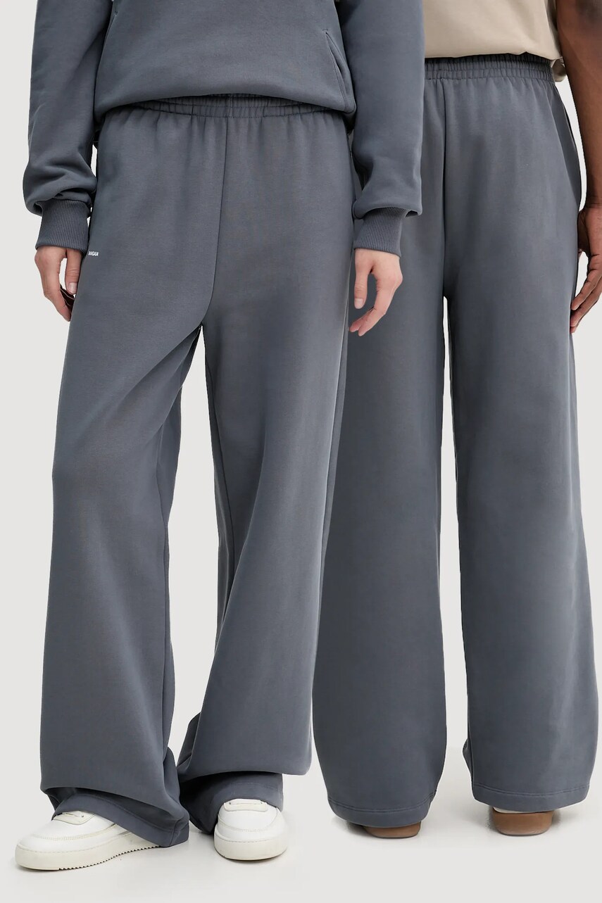 Pangaia pantaloni de trening din bumbac culoarea gri, neted, 10002311