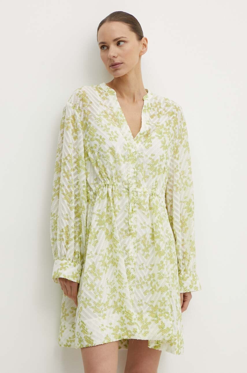 Samsoe Samsoe rochie SAAMELIE culoarea verde, mini, evazată, F24200170