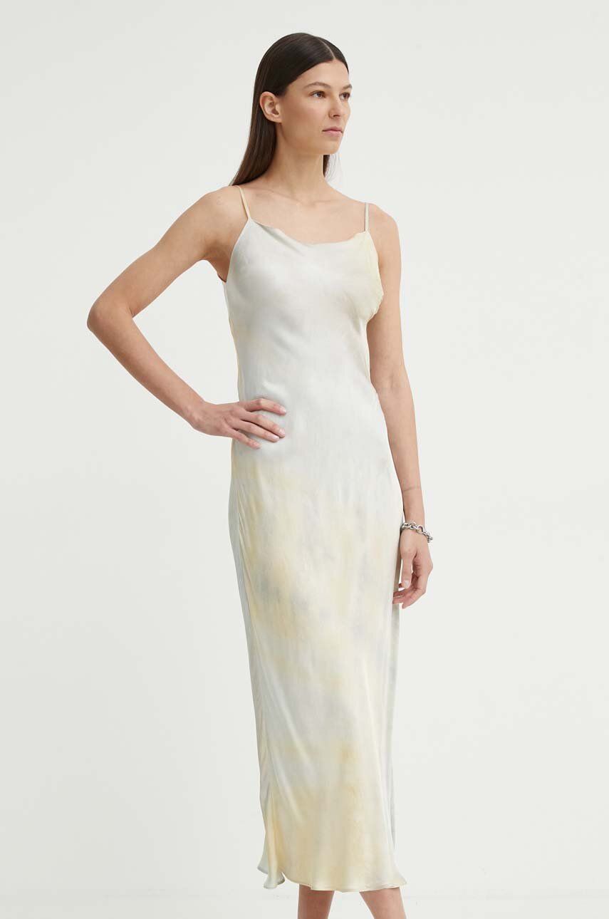 Samsoe Samsoe rochie SAHANNAN culoarea bej, maxi, evazată, F24200143