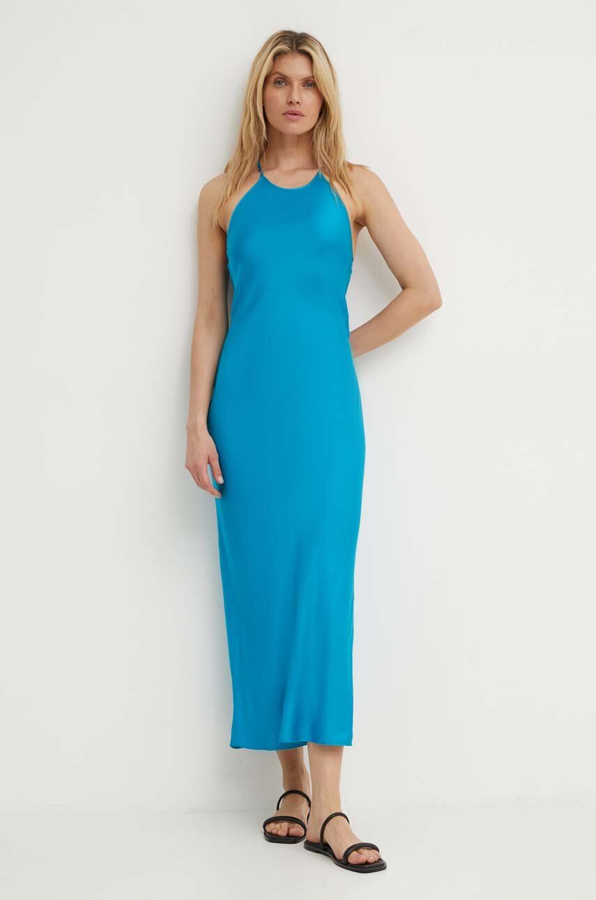 Samsoe Samsoe rochie SANJA maxi, dreaptă, F24200144 Samsoe Samsoe rochie SANJA maxi, dreaptă, F24200144