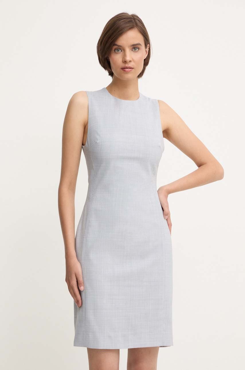Levně Vlněné šaty Calvin Klein šedá barva, mini, K20K207577