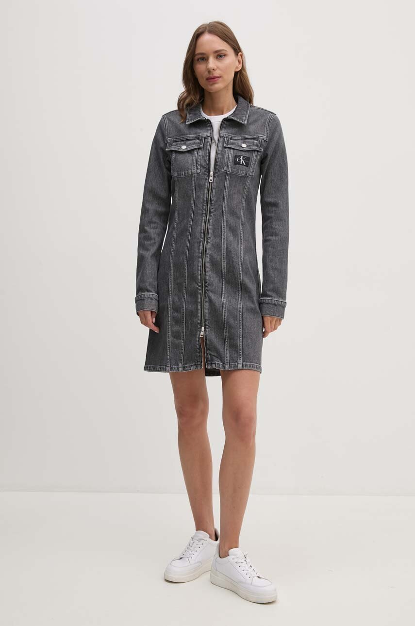 Φόρεμα τζιν Calvin Klein Jeans χρώμα: γκρι, J20J223667 φωτογραφία