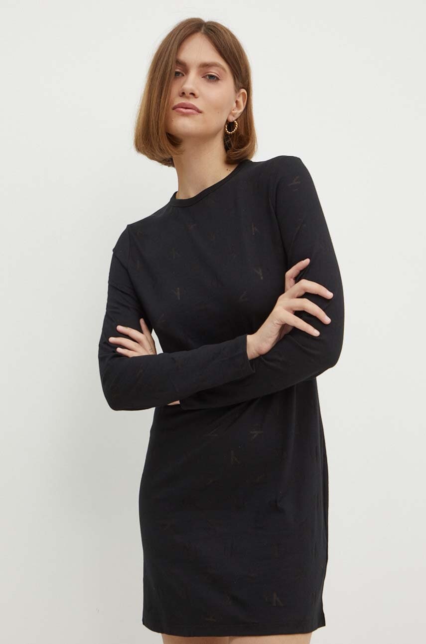 

Рокля Calvin Klein Jeans в черно къса разкроена J20J223781, Черен