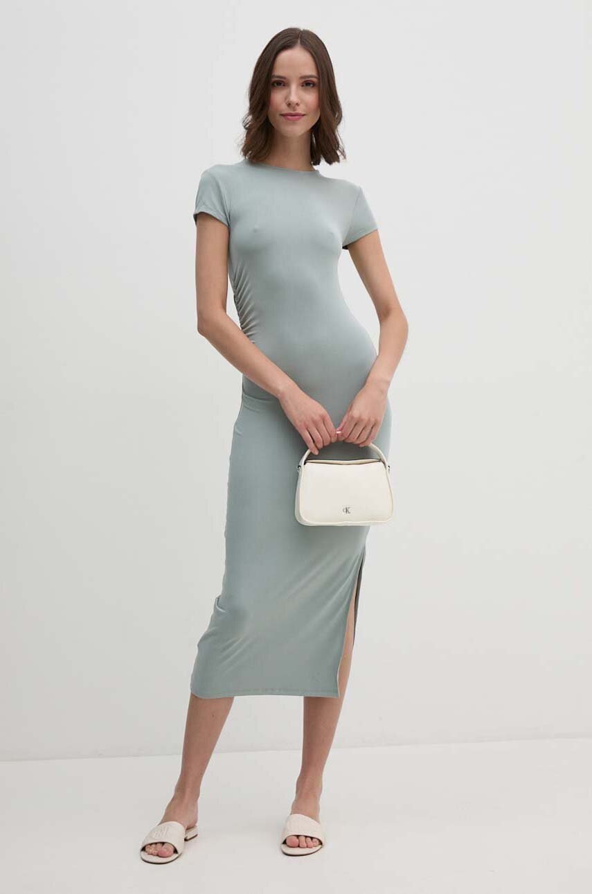 

Рокля Calvin Klein Jeans в сиво дълга с кройка по тялото J20J224064, Сив