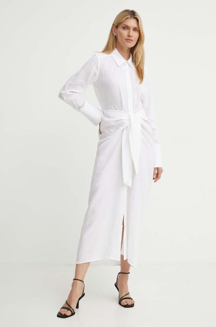 Λινό φόρεμα A.L.C. Carson χρώμα: άσπρο, 6DRES02429 φωτογραφία