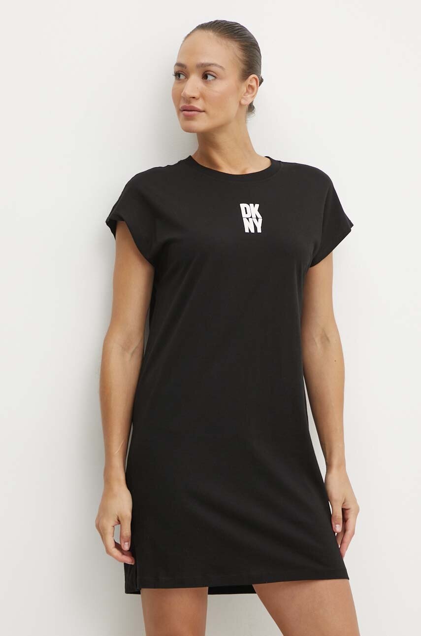 Dkny rochie din bumbac culoarea negru, mini, oversize, DP4D4851 - AW24 SUD04S 99X F1 Dkny rochie din bumbac culoarea negru, mini, oversize, DP4D4851