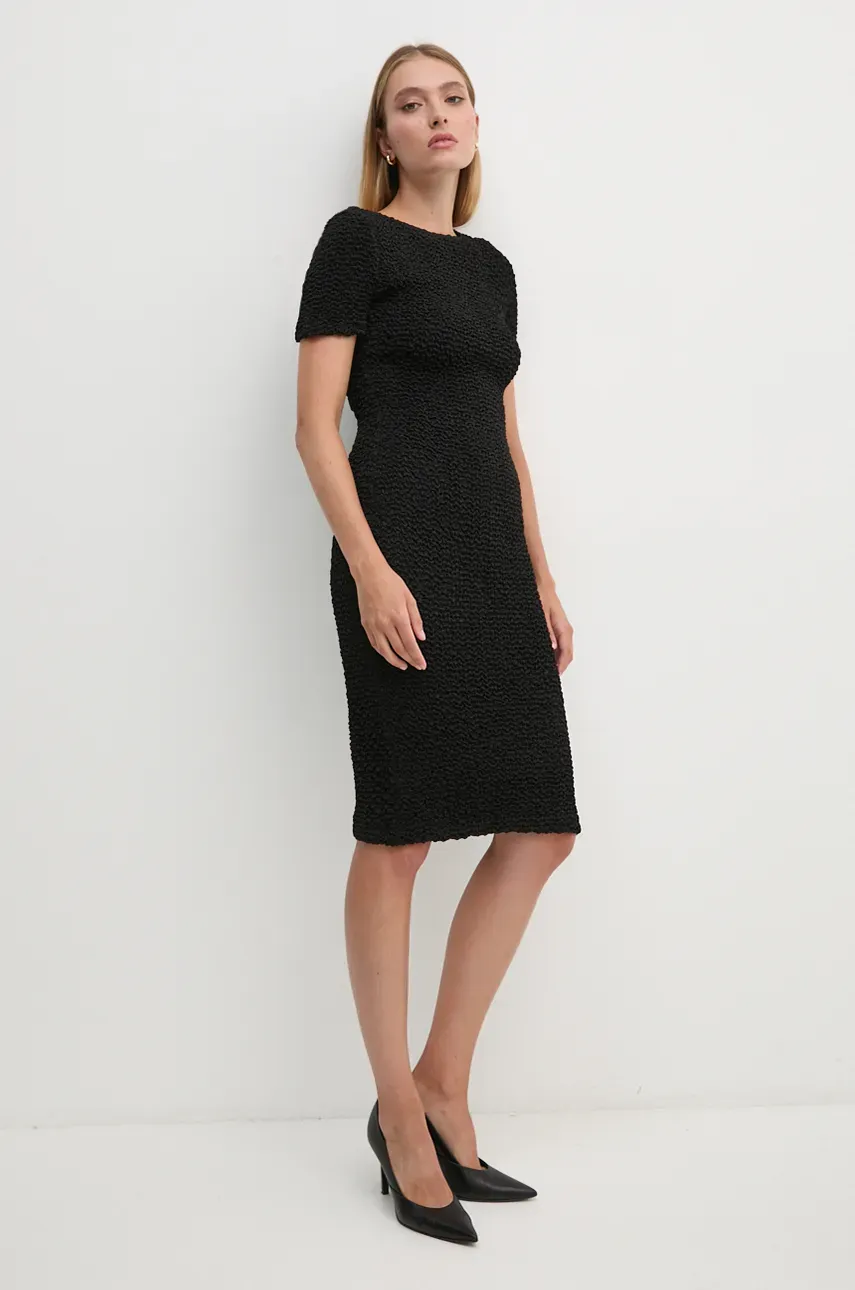 Dkny rochie culoarea negru, midi, mulată, DD4E2931