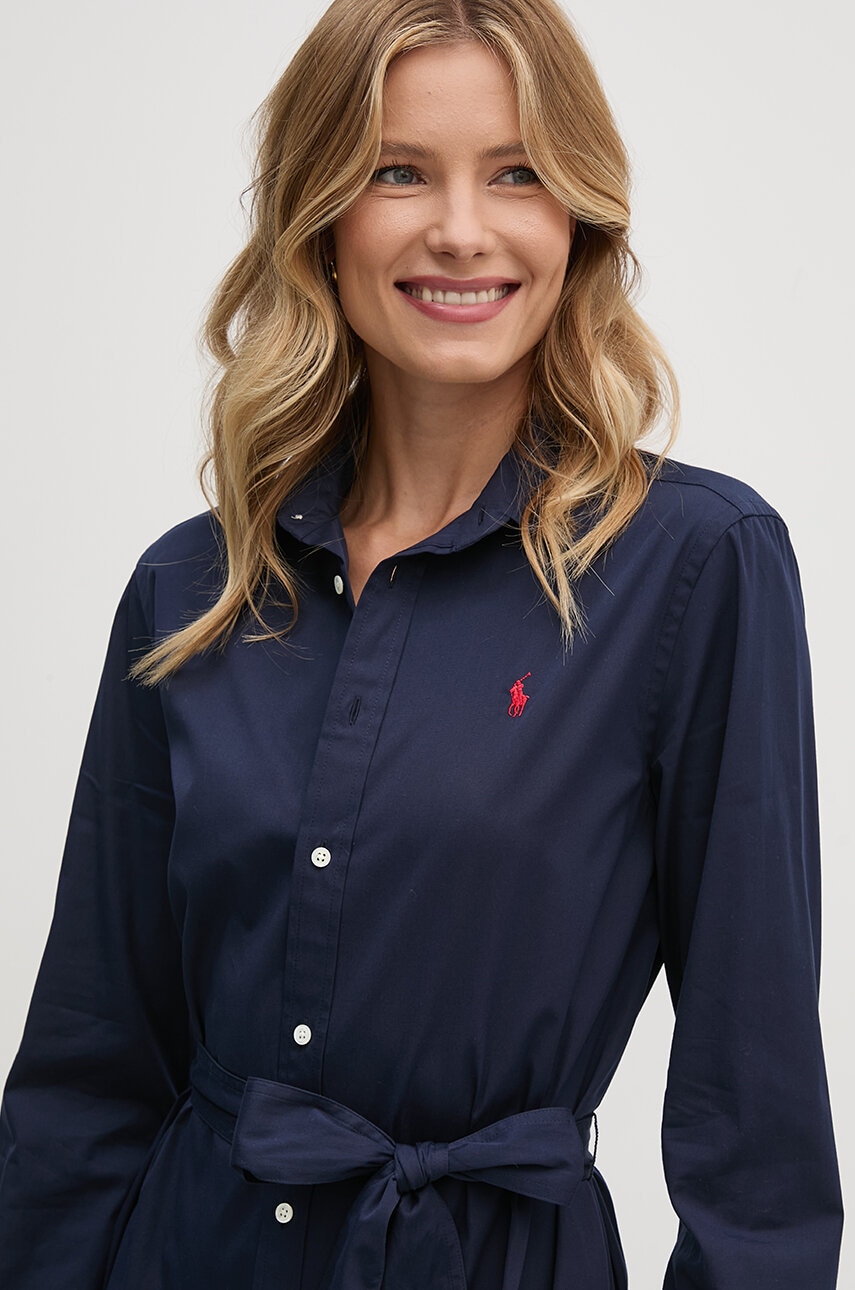 Бавовняна сукня Polo Ralph Lauren колір синій maxi розкльошена 211944007