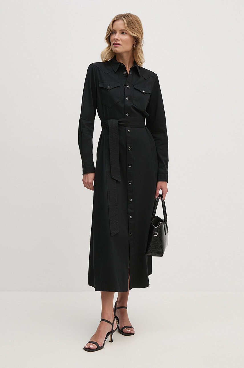 Бавовняна сукня Polo Ralph Lauren колір чорний maxi розкльошена