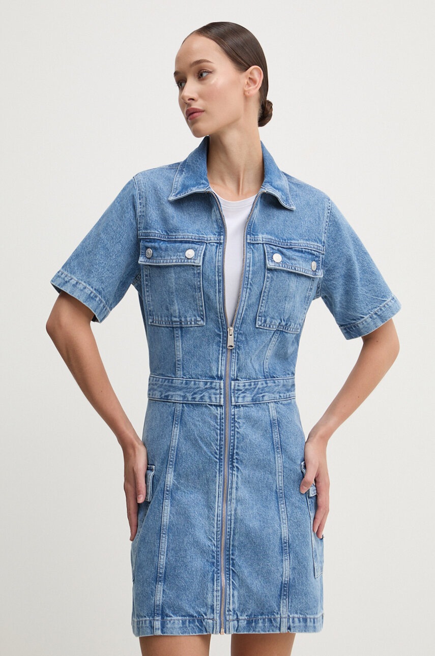 Tommy Jeans rochie jeans mini, mulata, DW0DW18639