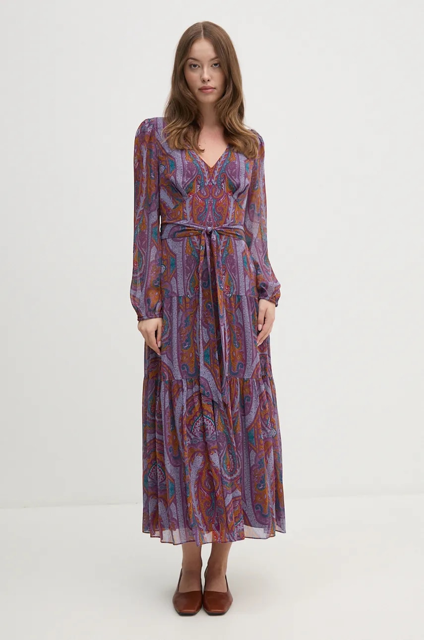Сукня Lauren Ralph Lauren колір рожевий midi розкльошена 250940218