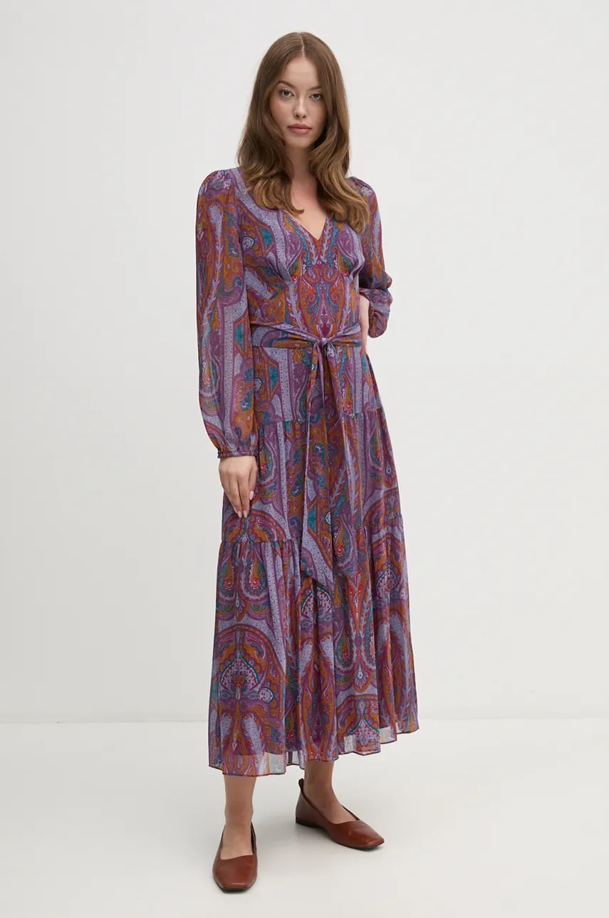 Сукня Lauren Ralph Lauren колір рожевий midi розкльошена 250940218