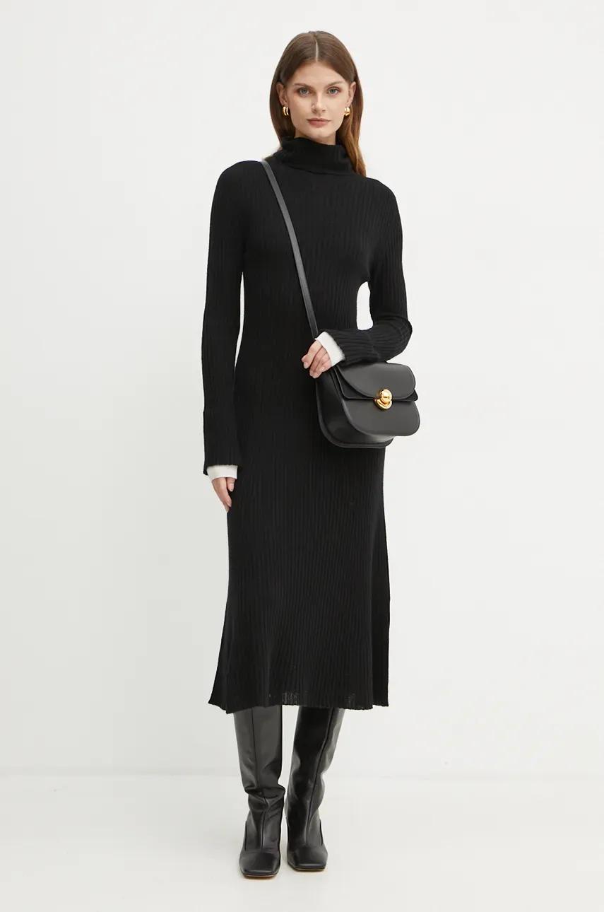 Шерстяное платье Pinko цвет чёрный midi расклешённое 104470 A278 Шерстяное платье Pinko цвет чёрный midi расклешённое 104470 A278