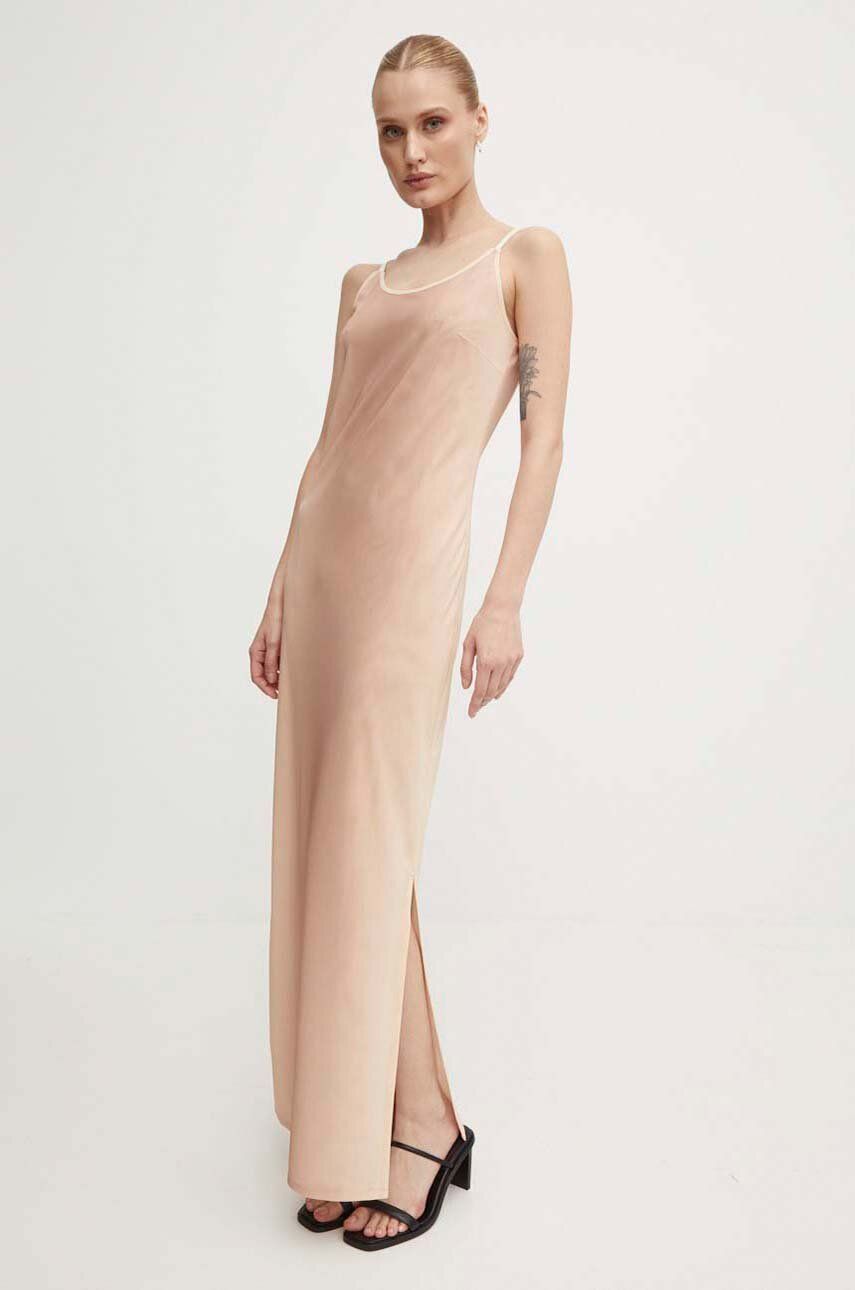 Won Hundred rochie culoarea bej, maxi, dreaptă, 3056-13034