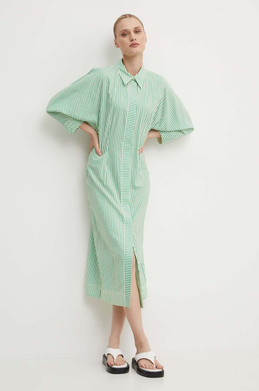 Day Birger et Mikkelsen rochie Laurie - Daily Classic Stripe RD culoarea verde, midi, evazati, DAY65243267