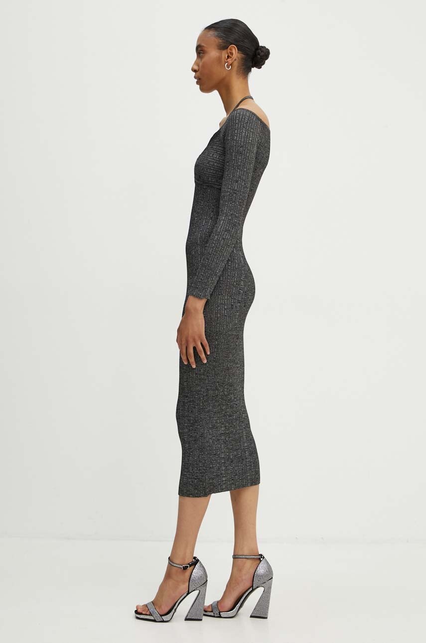 Moschino Jeans rochie culoarea gri, midi, mulată, 0481.8201