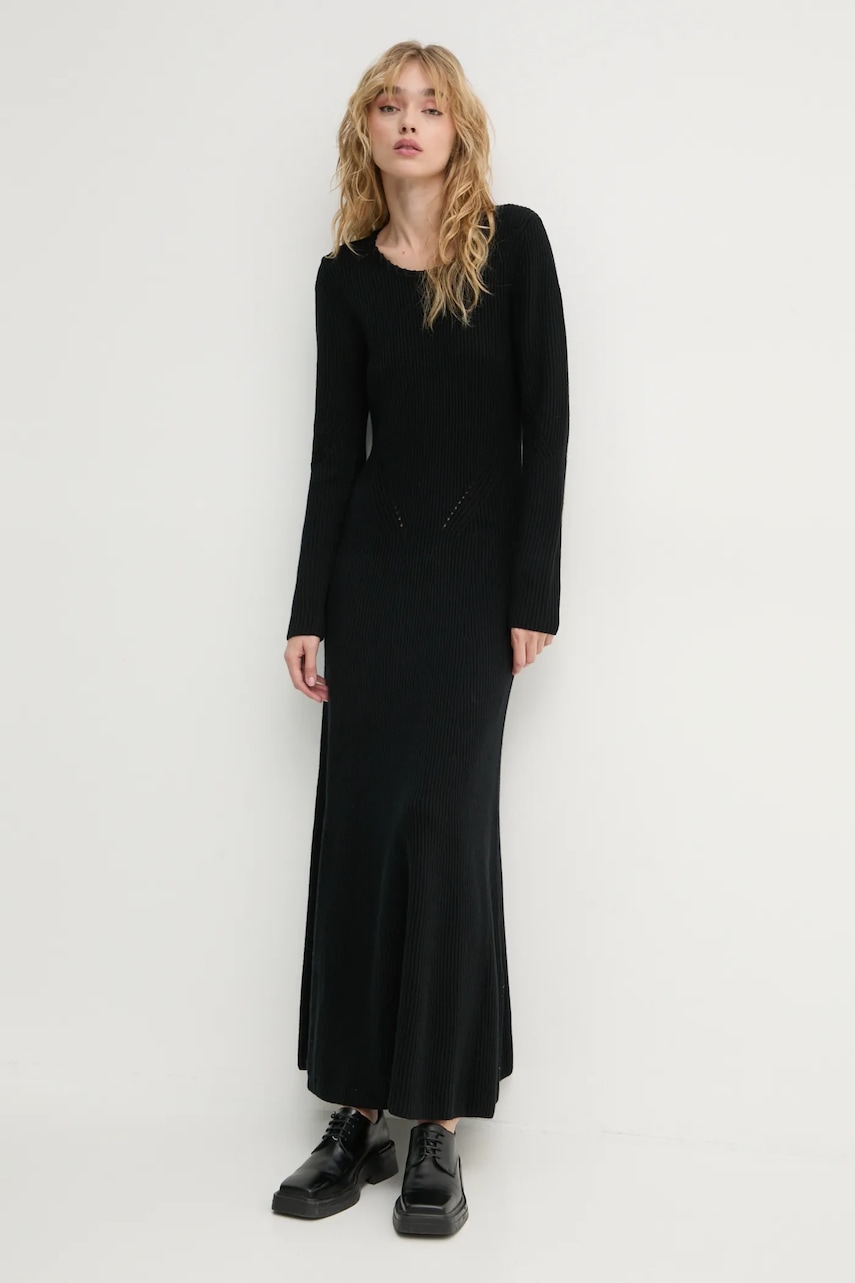 BA&SH rochie culoarea negru, maxi, evazată, 1H24PETR